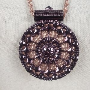 Heidi Klum Gold-Tone Bronze Medallion Pendant Twisted Rope Statement Necklace